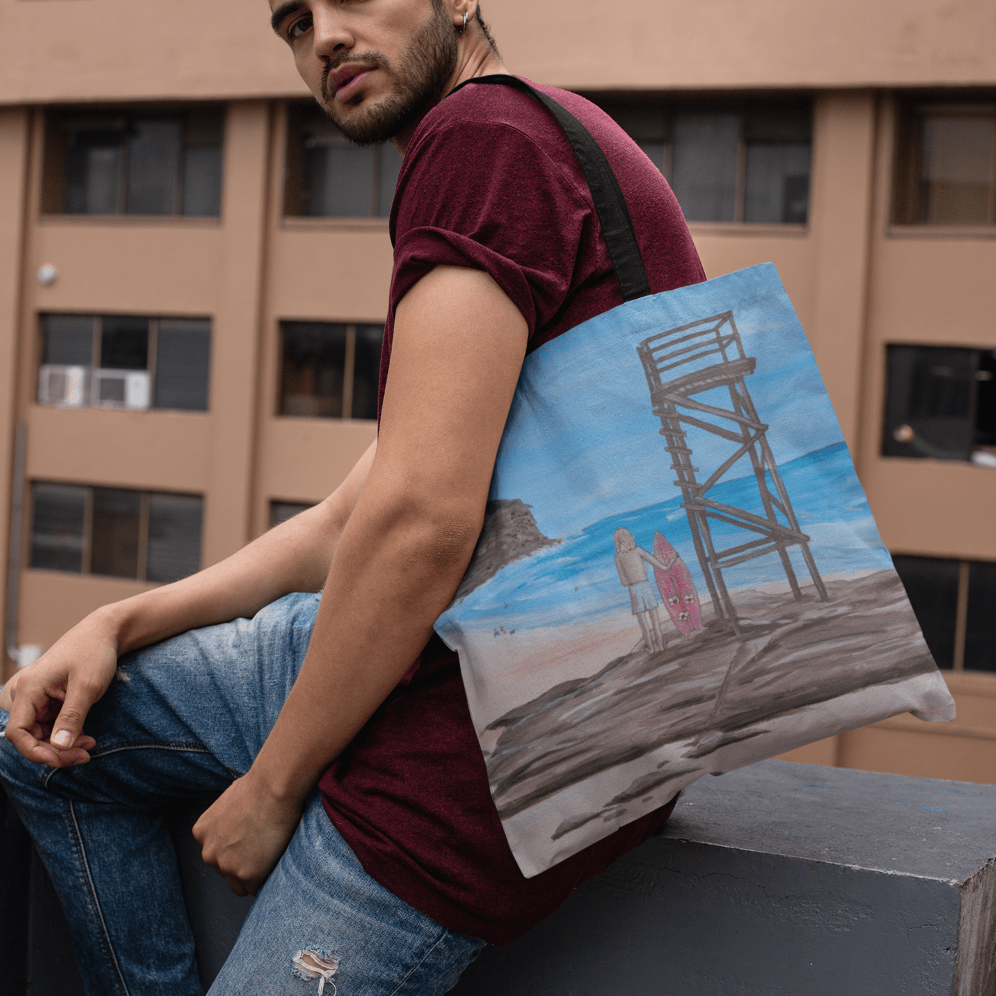 Redhead Surf Watcher Canvas Tote - Vicki Maree Creative